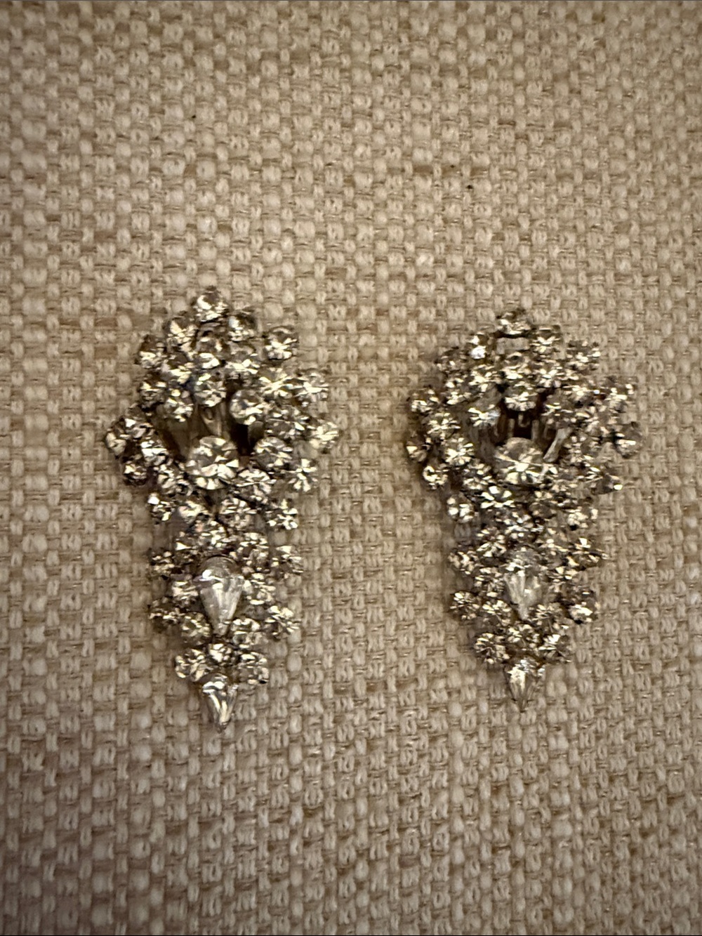 Crystal Drop Clip-On Earrings - Silver Tone